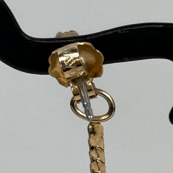 Vintage Signed Avon Rhinestone Stud w/ Chain Rhinestone Dangle 1" Drop - Picture 8 of 8